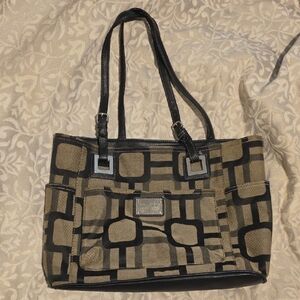 Nine West Black and Tan Geometric Tote